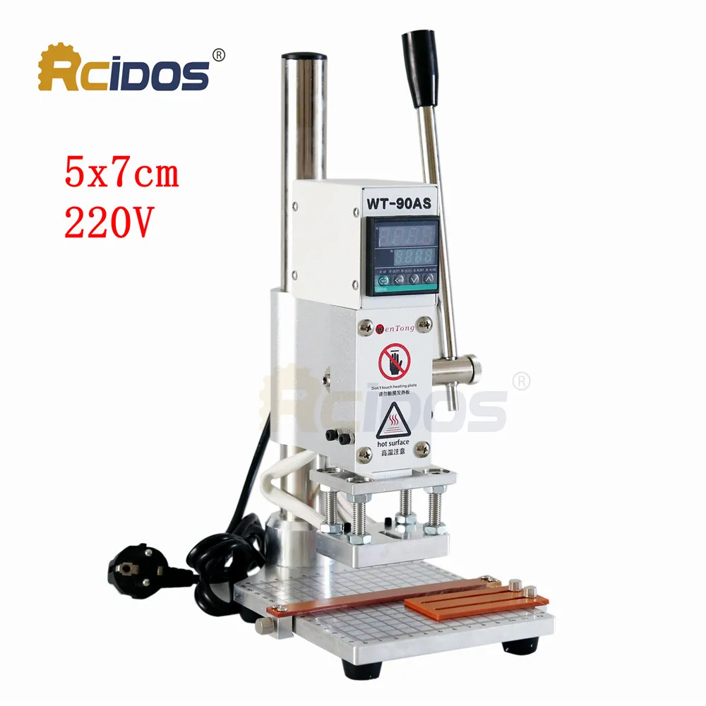 5x7cm 220 fix holder WT-90AS RCIDOS штамповочная машина, кожа бронзирование/Биговка машина, машина для горячего тиснения фольгой, кожа эмбосор 110 V/220 V - Цвет: 5x7cm 220 fix holder