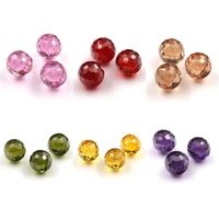 10pcs size 6 012mm round shape pink color peridot yellow garnet champagne violet synthetic cubic zircon stone