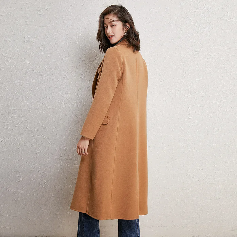 AIGYPTOS 2020 autumn and winter new handsome British super long camel double-breasted wool coat women's | Женская одежда