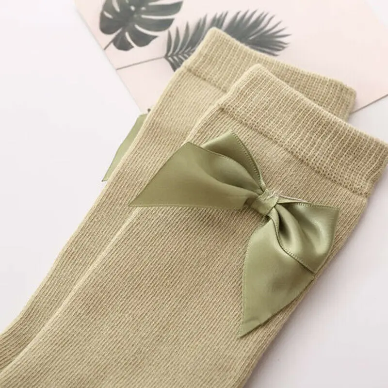 

2-8T Baby Girl Socks Bow Princess Socks Girls Knee Anti Slip Socks Kids Candy Color Leg Warmer
