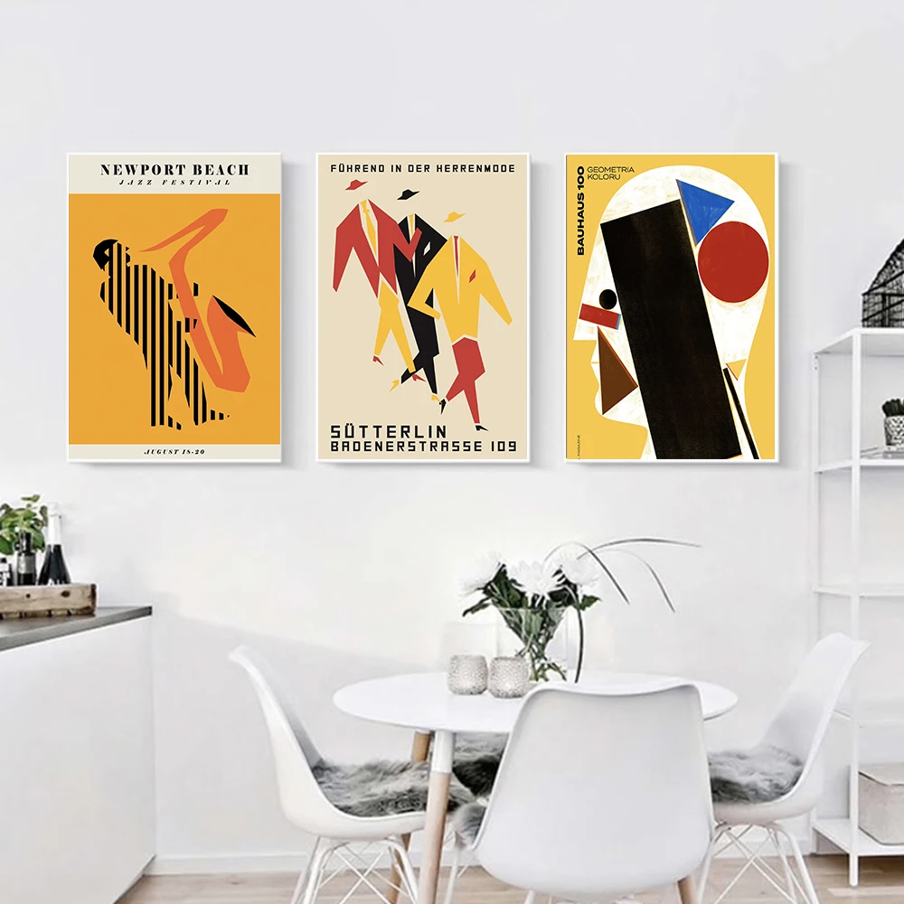 

German Fashion Posters Vintage Canvas Painting Polish Illustration Wall Pictures Jazz Festival PrintsFor Room Home Decoration