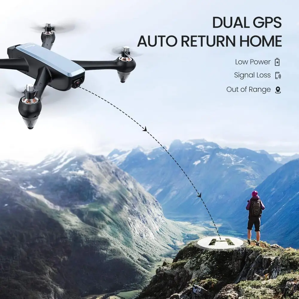 Potensic D60 gps Дрон с 4K широкоугольным HD FPV двойной камерой бесщеточный мотор RC