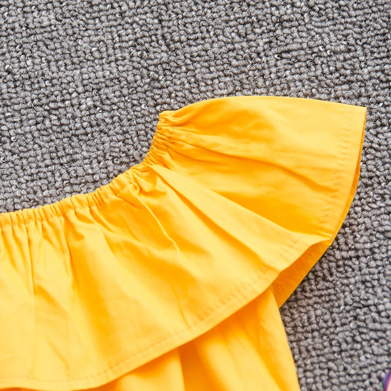 Menoea 0-5Y Children's Sets New Summer Style Girl Cute Clothes Toddler Baby Yellow Top Striped Pants Outfits Girls Clothing 2Pcs | Детская