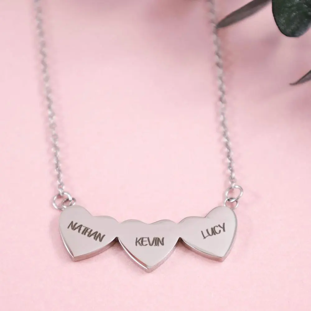 

Mini-World Heart Pendant Necklace For Women Stainless Steel 1-4 Love Heart Pendant Carved Name Date Women's Personality Jewelry
