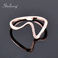 sinleery simple thin wave midi rings with cubic zirconia rose gold silver color jewelry for women wedding engagement jz522 ssk