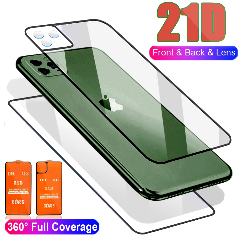 Защитная пленка изогнутая Передняя задняя и камеры 21D для iPhone 11 Pro Max 11|Защитные