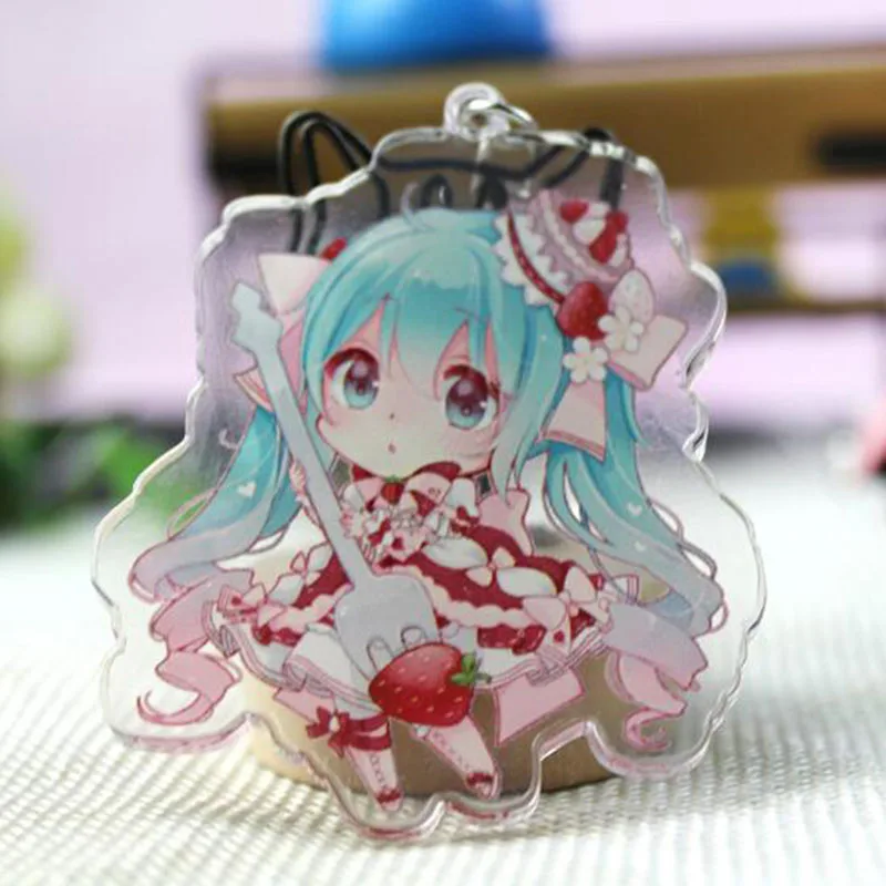 Hatsune Мику акриловый брелок Luo Tianyi аниме подвеска автомобильные аксессуары японский прозрачный брелок игра зеленый лук Брелок - Цвет: 2