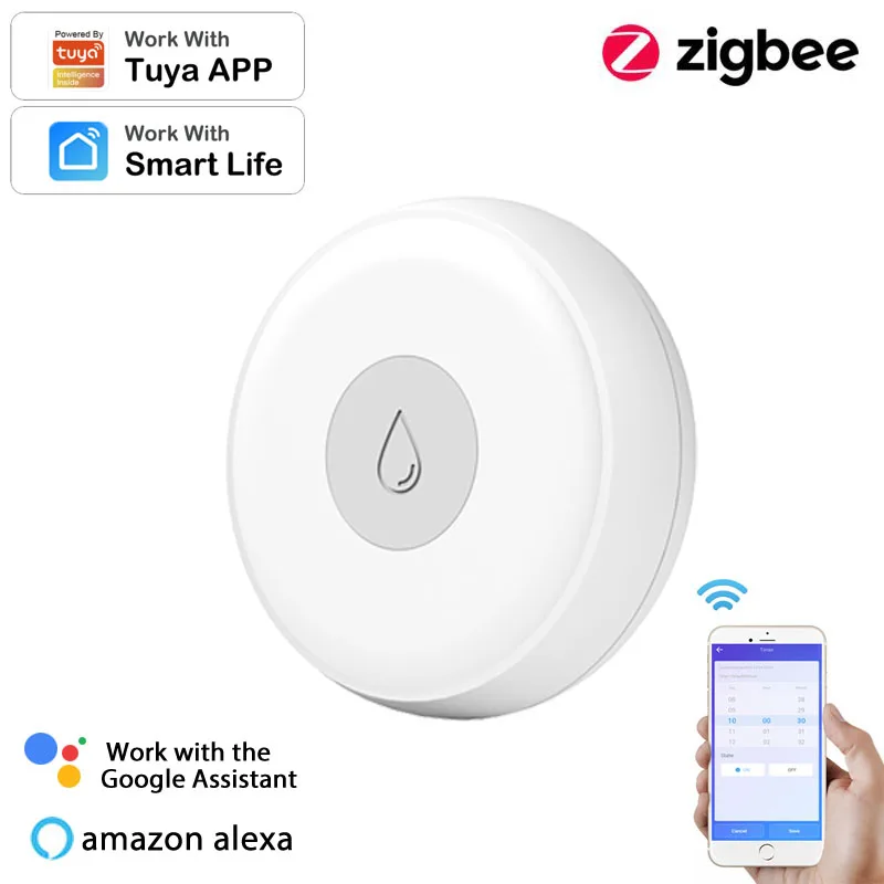 

Беспроводной домашний датчик утечки воды Tuya Zigbee3.0, Автоматическая сигнализация утечки воды, совместима с Alexa Google Home и Gateway