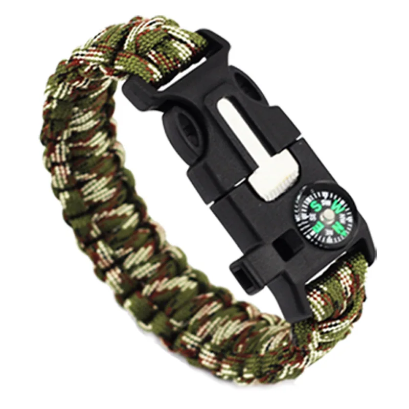 

Whistle Knife 5 in 1 Men Women Paracord Outdoor Survival Bracelet Multi-function Camping Rescue Emergency Rope Bangles Compass