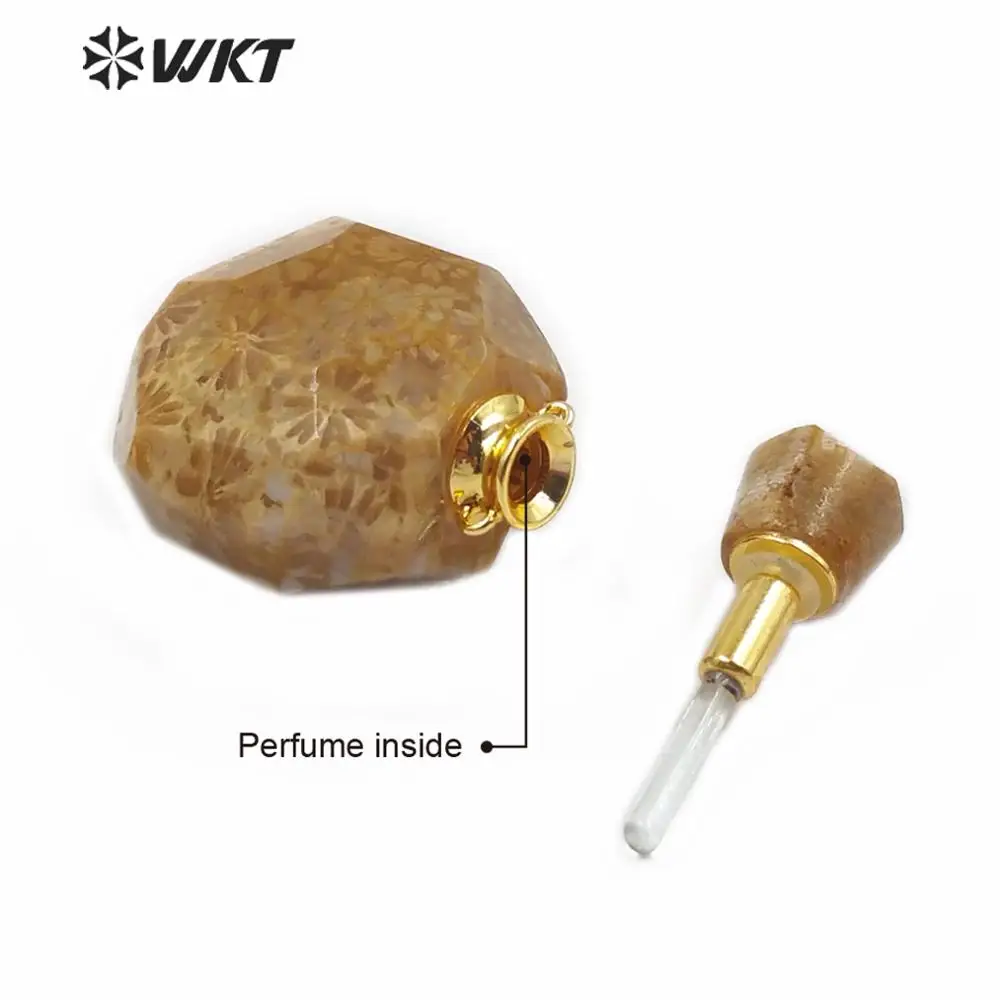 Подвеска с двойным круглым крючком из золота WT-P1484 пробы натуральным камнем