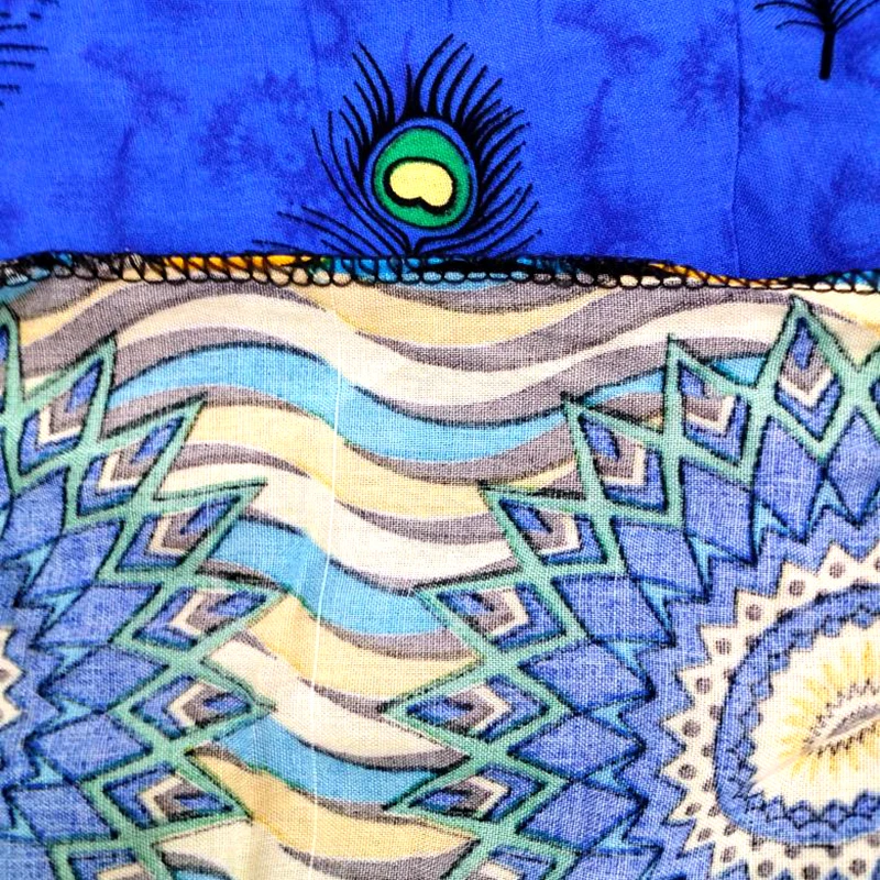 Dashikiage Peacock Feather Print Dress African Dashiki Plus Size Short Sleeve Casual Blue Dresses With Sarf | Тематическая одежда