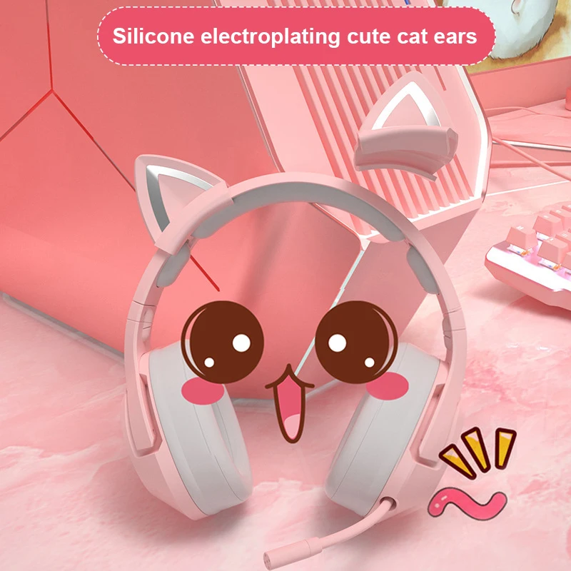 Wired Music Headphone Gaming Headset Microphone Earphone Kids Adult Cat Ear Headset For Computer PC