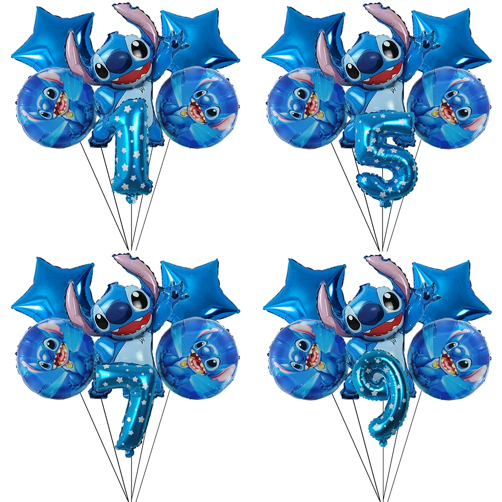 

6Pcs Stitch Happy Birthday Party Decorations Balloons Set Baby Shower Birthday Balloons Foil Balloons Set Kids Toy Air Globos