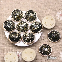 20pcs 15mm shiny black round buttons home garden crafts cabochon scrapbooking diy accessories