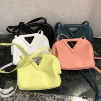 2021 new inverted triangle head leather ins same clip candy cloud bag portable one shoulder slanting leather hand bag