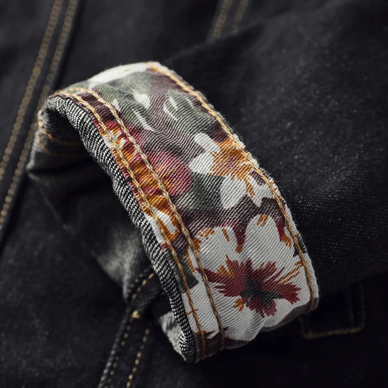 

2019 spring new denim jacket men's handsome black jacket denim