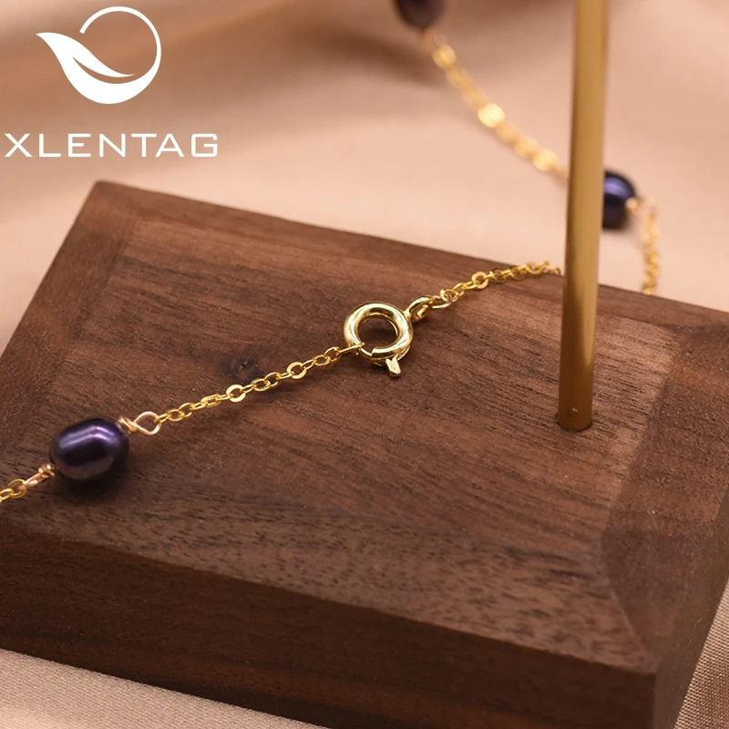XlentAg, 925 пробы, серебро, натуральный пресноводный жемчуг, подвеска, ожерелье для женщин, подарок, Свадебная вечеринка, хорошее ювелирное изделие, Colar GN0095