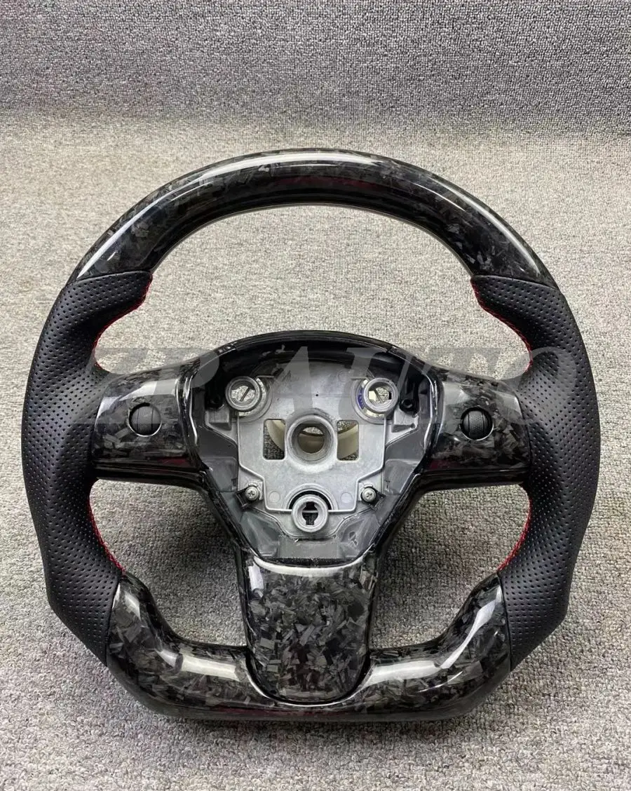 

Рулевое колесо под заказ, кованое/углеродное волокно с перфорированной кожей/альбарата для Tesla model3 Y 2017 2018 2019 2020 2021