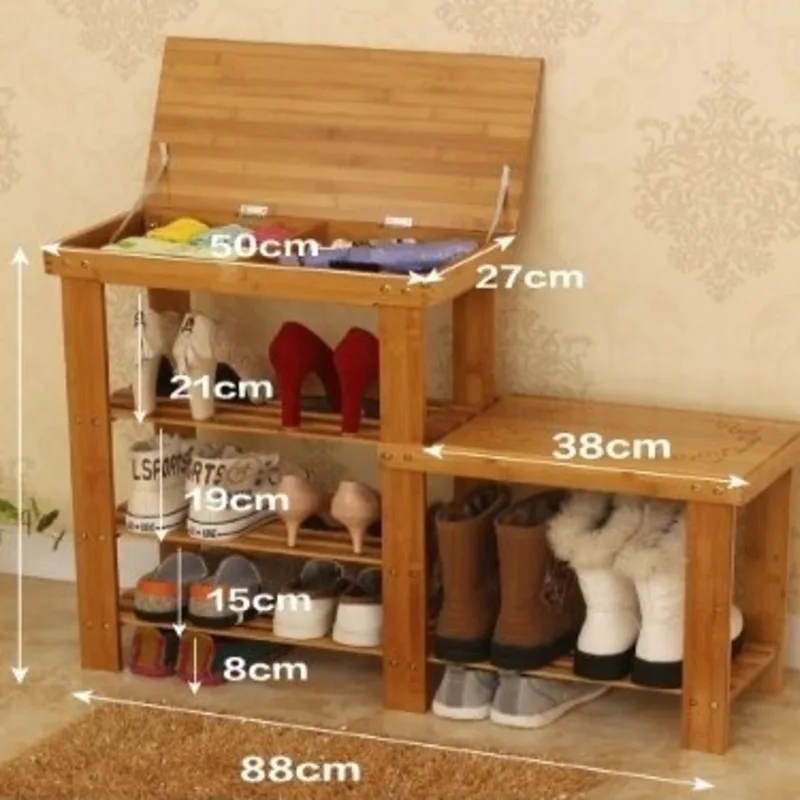 

Bamboo shoe cabinet flip storage can sit shoes bench simple shoe rack garden door stool