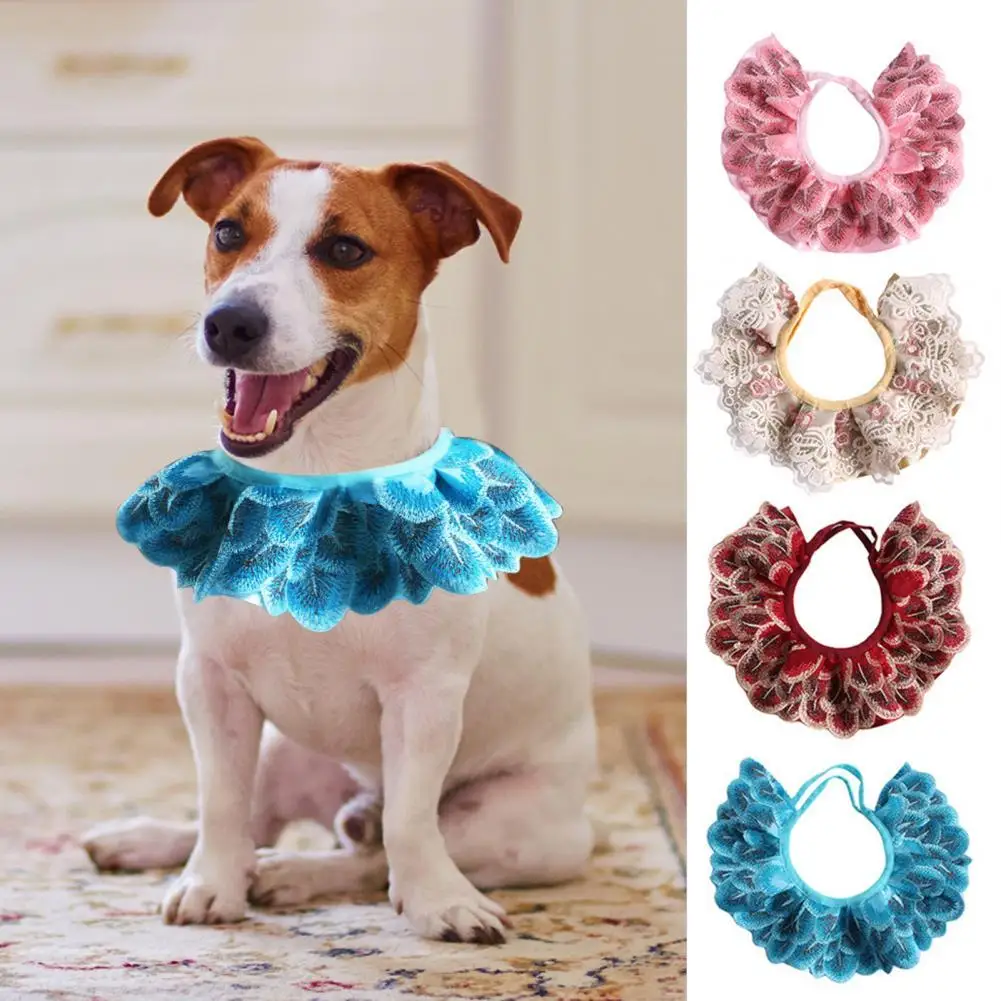 

4 цвета регулируемый шейный ремешок аксессуары для домашних животных кружевной собачий шейный ремешок мягкий Вечерние