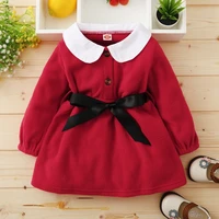 toddler kids baby girls christmas outfit autumn long sleeve red velvet princess fur dress plush doll collar party dresses