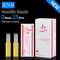 50pcs 2rows 15pins microblading needles blade permanent eyebrow manual beauty makeup tattoo needles for manual pen