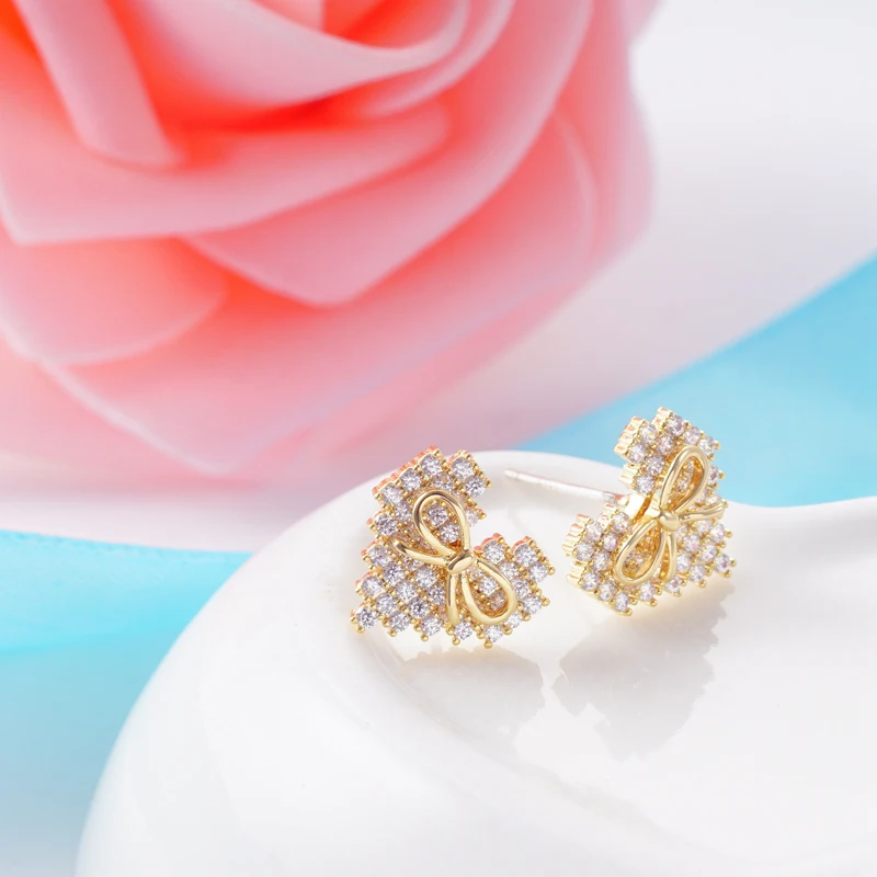 

Gold Color Romantic Heart Cute Lovely Zircon Stone Stud Earrings for Women Fashion Jewelry 2021 New Korean Earrings
