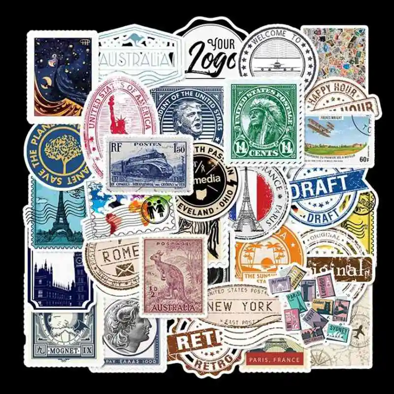 50 шт. популярные ретро туристические марки наклейки с граффити чехол для