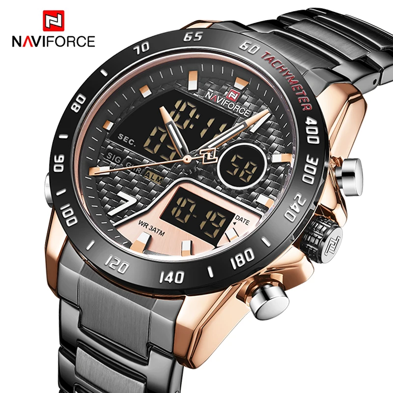 トップ高級ブランド Naviforce 男性腕時計ミリタリーデジタルスポーツ腕時計メンズ防水ステンレス鋼時計レロジオ Masculino Blackpop トップ高級ブランド Naviforce 男性腕時計ミリタリーデジタルスポーツ腕時計メンズ防水ステンレス鋼時計レロジオ Masculino Blackpop