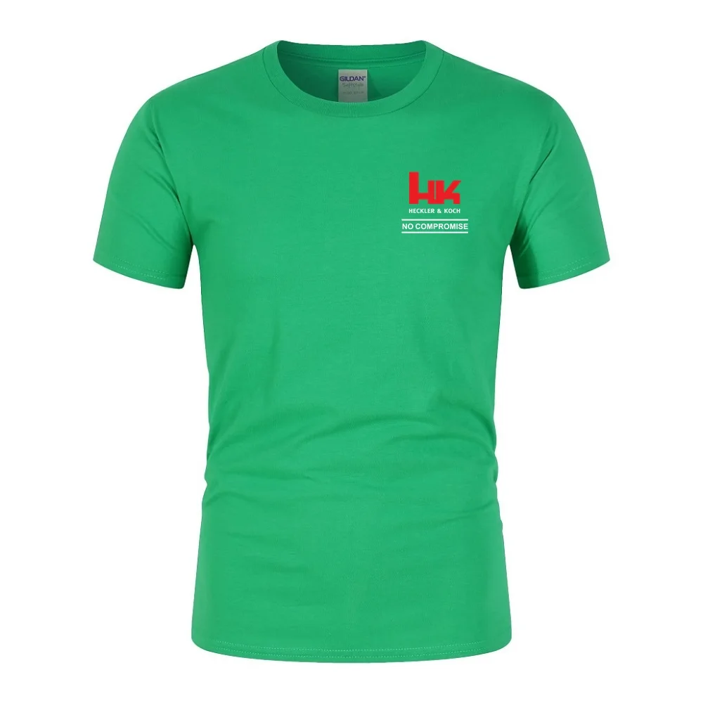 

Summer Tshirts Muscle Sturdy Men's T-Shirt Brand Hombre Short Sleeve Tees HK Logo Heckler Koch Firearms No Compromise Topshirts