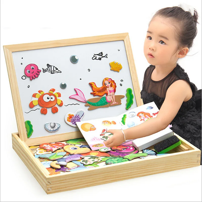 

Multifunctional Wooden Magnetic Toys Children 3d Puzzle Toys For Children Education Animal Wooden Blackboard Kids Drawing Toys