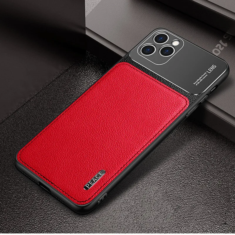 

Suitable For IPhone 12 Pro MAX Leather case. For Apple 11 Series Creative Metal Leather Case Phone Case
