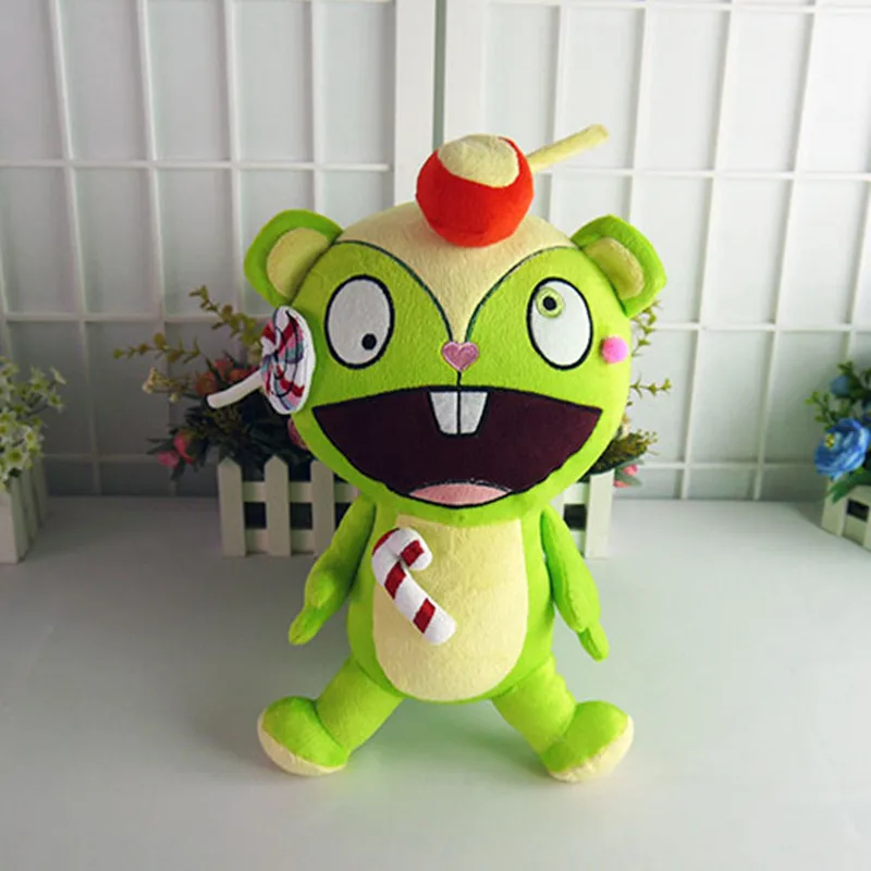 Juguetes de peluche de Anime Happy Tree Friends, figura de Nutty HTF, relleno de dibujos animados, almohada suave de 38cm para regalos-2