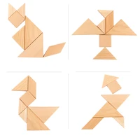 wooden tangram block 7 piece beech logs fun educational brain teaser for child square intelligent educational toys for newborn