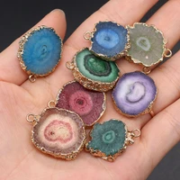 natural stone irregular agates pendant round sheet agates pendants charms for jewelry making diy necklace size 20x25 23x28mm