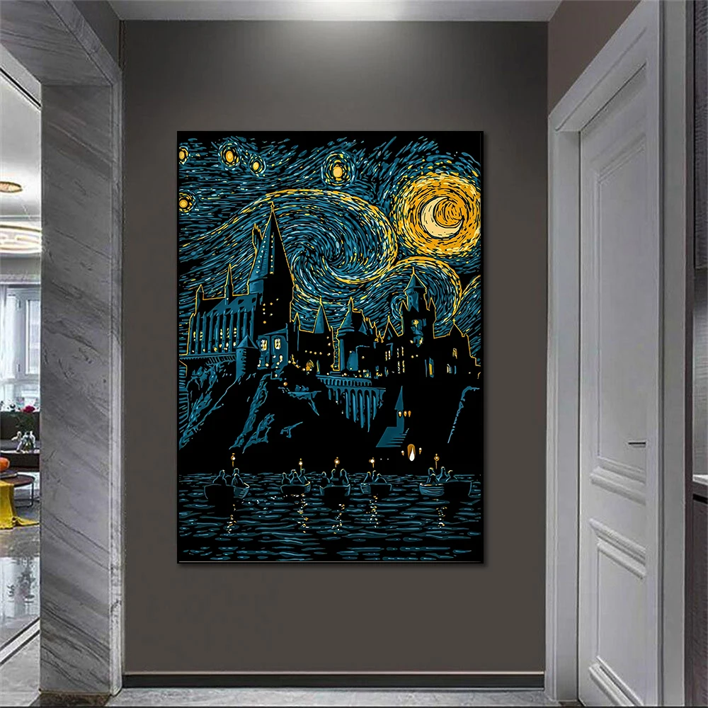 

Van Gogh Starry Night Canvas Painting Famous HD Poster and Print Wall Art Picture for Living Room Home Decoration Cuadros