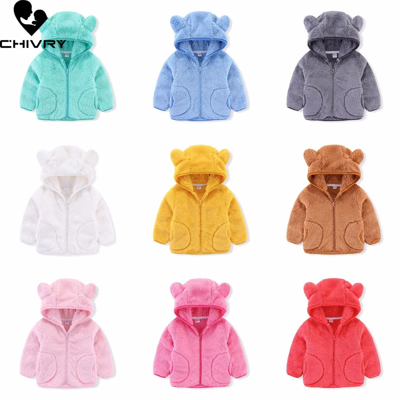 Abrigo con capucha de lana Coral para ni&ntilde;os y ni&ntilde;as, chaquetas c&aacute;lidas informales con cremallera, ropa de oto&ntilde;o e invierno, novedad de 2021-1
