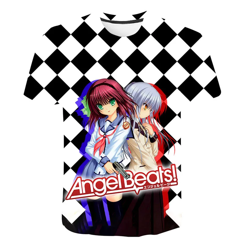 Международная торговля angel heartbeat аниме 3D футболка с коротким рукавом для взрослых