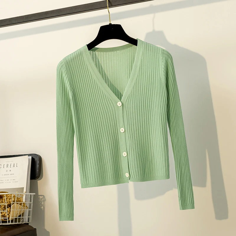 

Korean Short Sweater Women V-Neck Knitted Cardigan 2021 Fashion Single Breasted Women Elasticity Cropped Cardigan Sweater Female