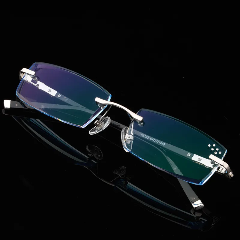 Мужские очки по рецепту черные декоративные камни без оправы оправа для