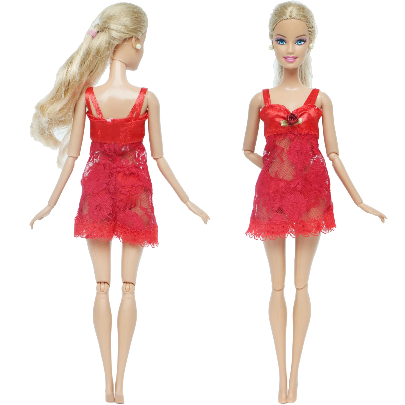 Handmade Red Lace Pajamas Lingerie Nightwear Night Dress + Bra Underwear Clothes for Barbie Doll Skirt Accessories | Игрушки и хобби