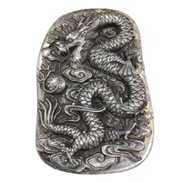 chinese tibetan silver relief yungang grottoes inkstone plate with silver the dragon inkstone