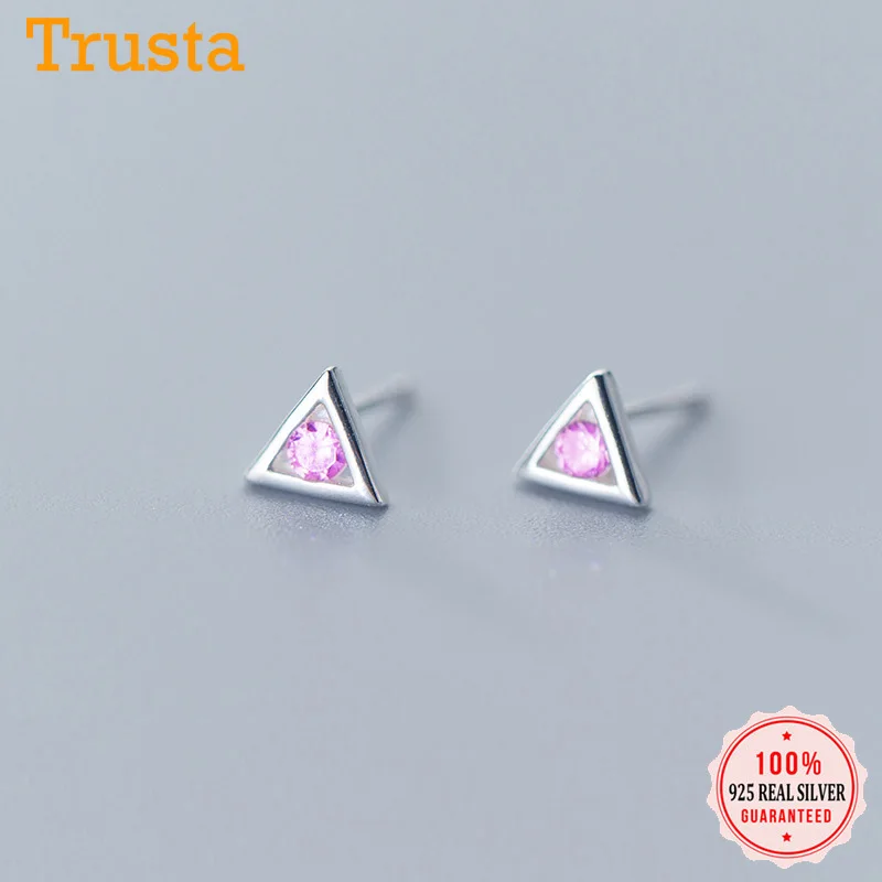 Женские Треугольные Серьги-пусеты Trustdavis сверкающие из 100% серебра 925 пробы с