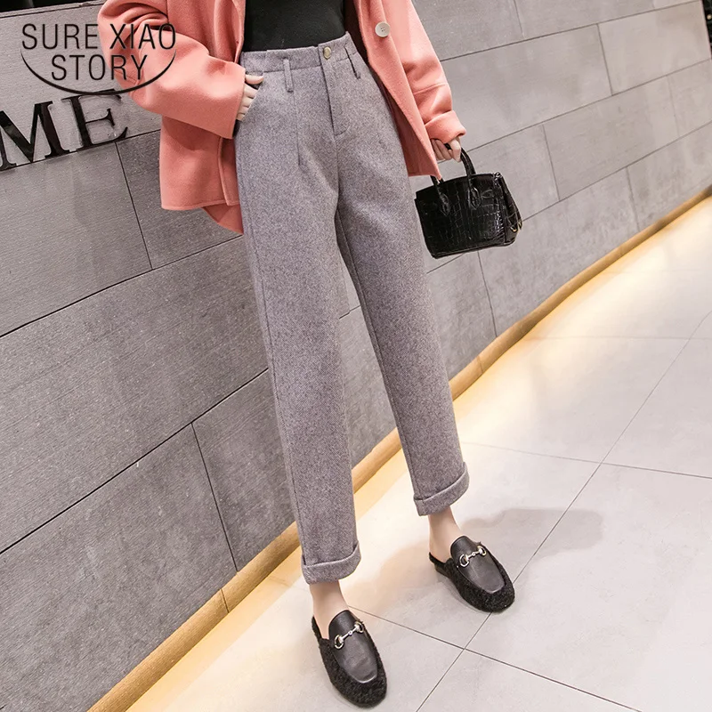 Шерстяные капри на пуговицах повседневный женский костюм брюки женские