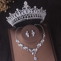 baroque luxury big rhinestone heart bridal jewelry sets crystal tiaras crown choker necklaces earrings wedding dubai jewelry set