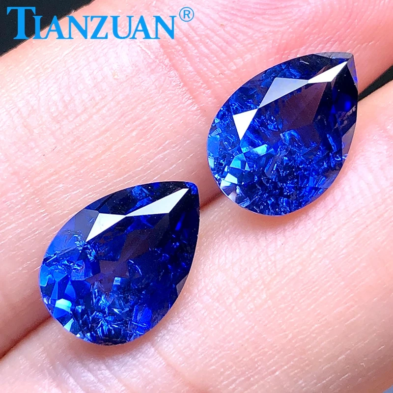 

33# pear shape natual cut sapphire stone with inculsions vs si clarity loose stone jewelry making DIY material