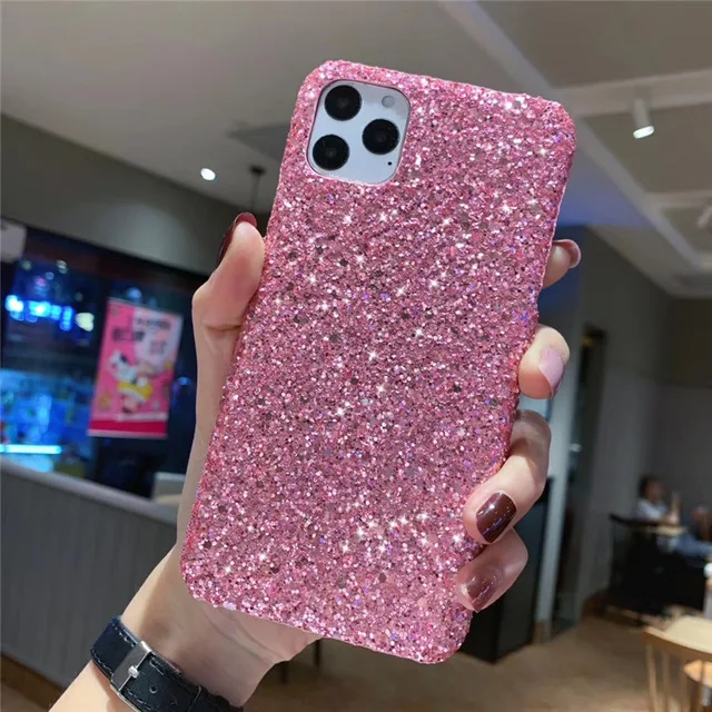 Чехол для телефона iPhone 11 Pro Max XR X XS 6s 7 8 Plus Блестящий жесткий чехол с блестками Samsung S