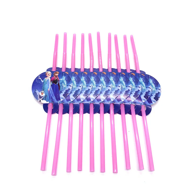 Straws-10pcs Дисней Принцесса Холодное сердце Анна Эльза 108*180 см День Рождения украшения Детские принадлежности одноразовая посуда скатерть детский душ - Цвет: Straws-10pcs