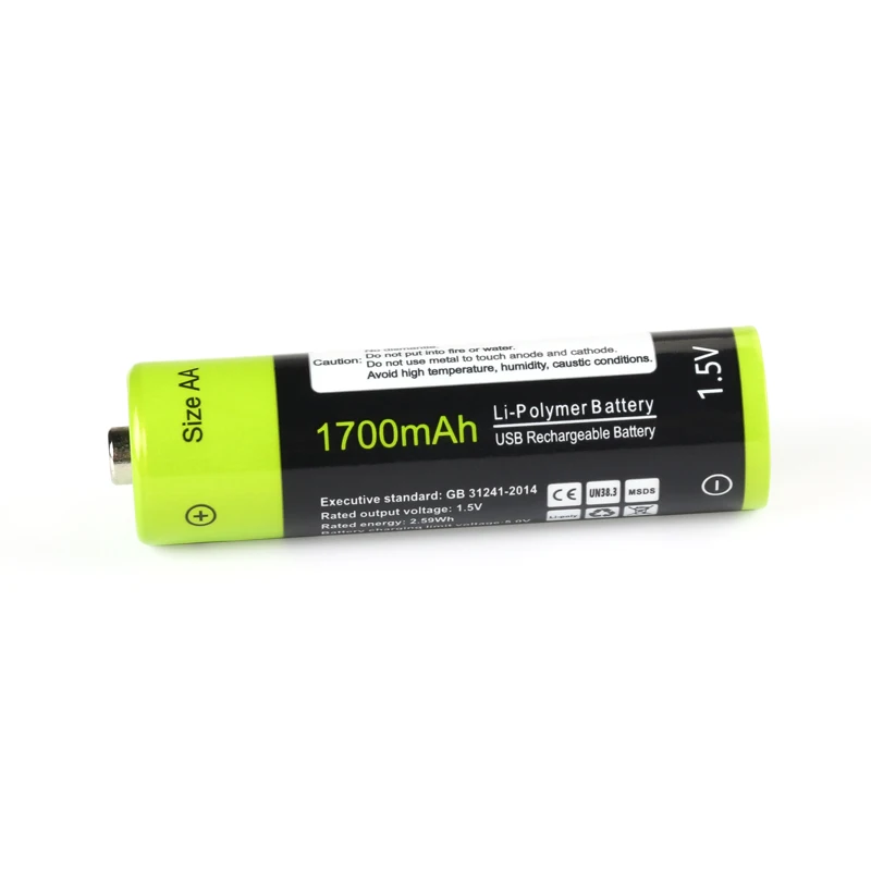 ZNTER 1/2/4 AA 1 5 в 1700 мАч батарея 2/4 шт. USB быстрая зарядка перезаряжаемая
