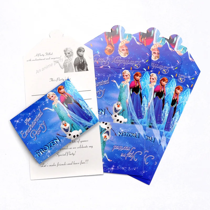 6 шт. пригласительные открытки в стиле Холодное сердце Принцесса Эльза Анна